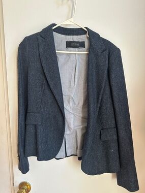 Zara Dark Gray Herringbone Tailored Blazer